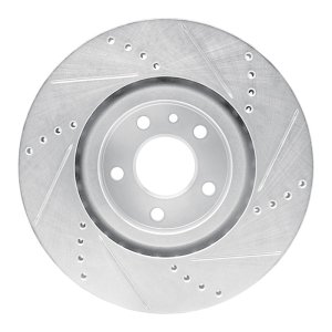 Alfa Romeo 164 Brake Rotor (1) - Front Left - R1 Concepts - Drilled & Slotted - Silver - `91-`20